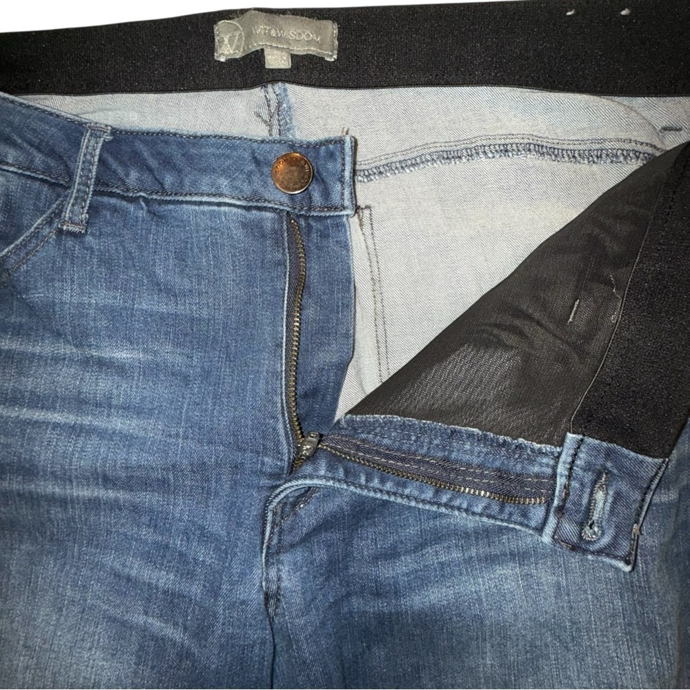 WIT & WISDOM CoolMax Ripped Mid Rise Girlfriend Jeans - 16 Blue Vintage - Picture 4 of 12